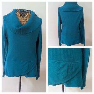 White House Black Market Teal Cowl Neck Sweater